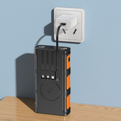 Portable Solar Power Bank with Built-In Cables