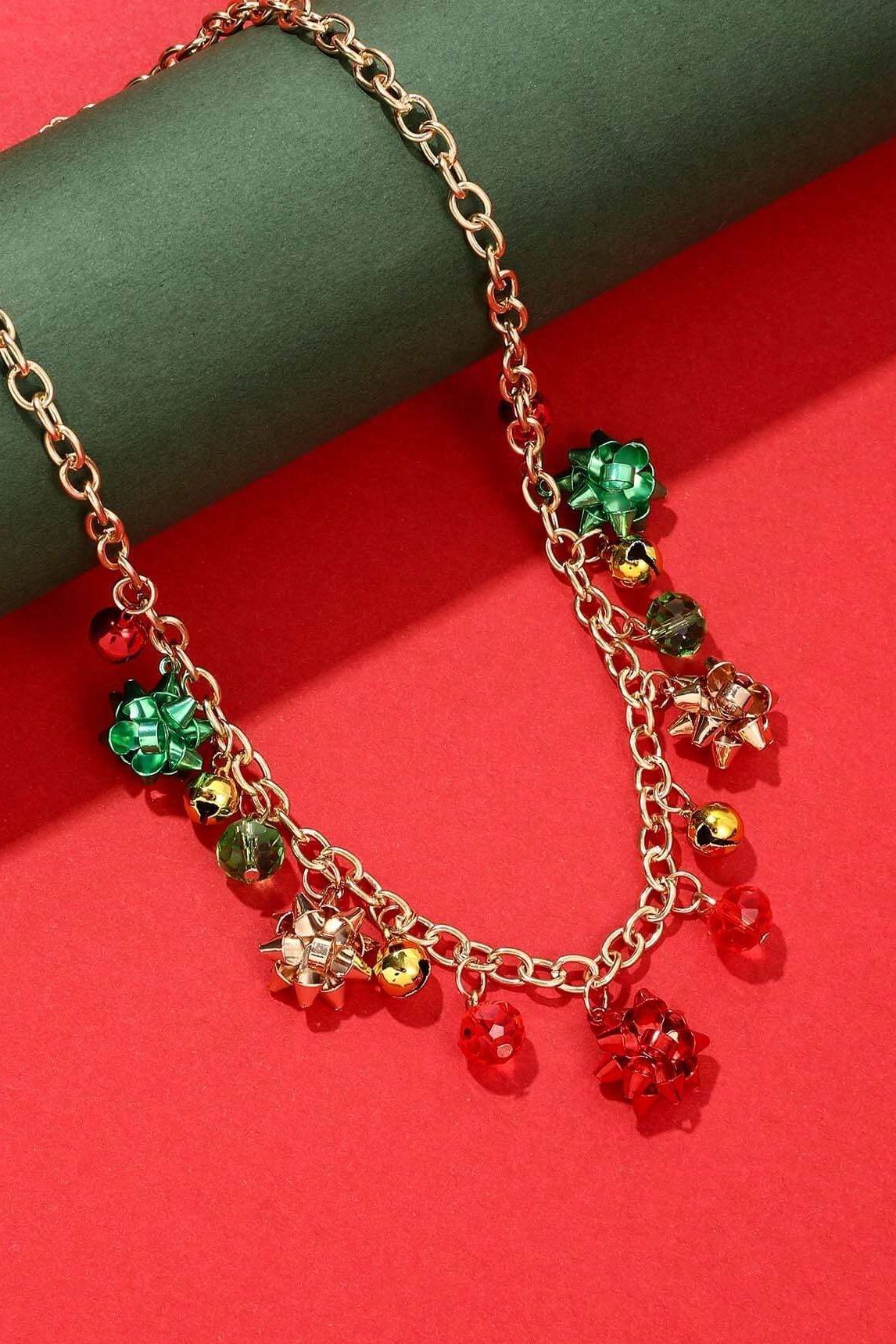 Eileen Christmas Jingle Bell Alloy Flower Necklace