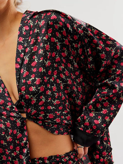 Rose Print Pajama Set