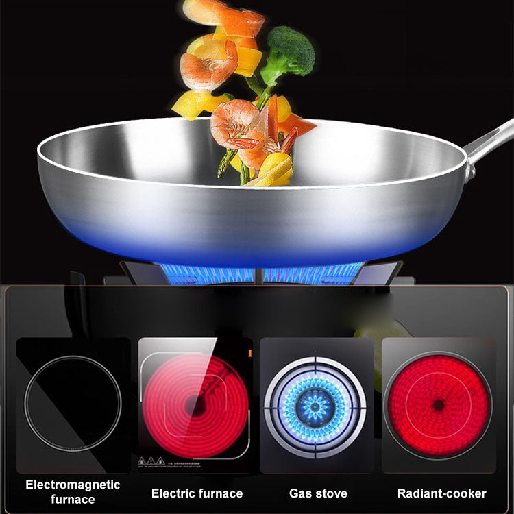 Multifunctional Non-coated Stainless Steel Frying Pan