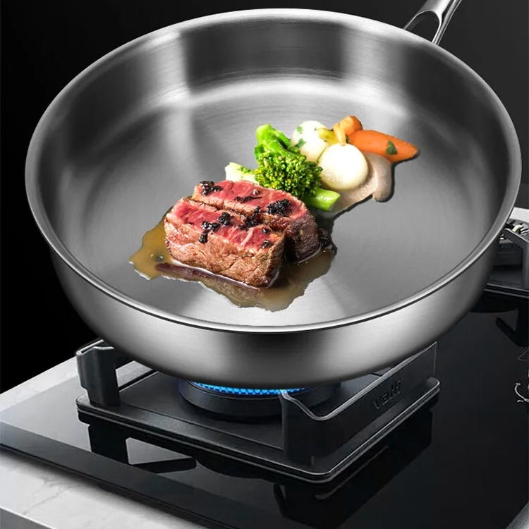 Multifunctional Non-coated Stainless Steel Frying Pan