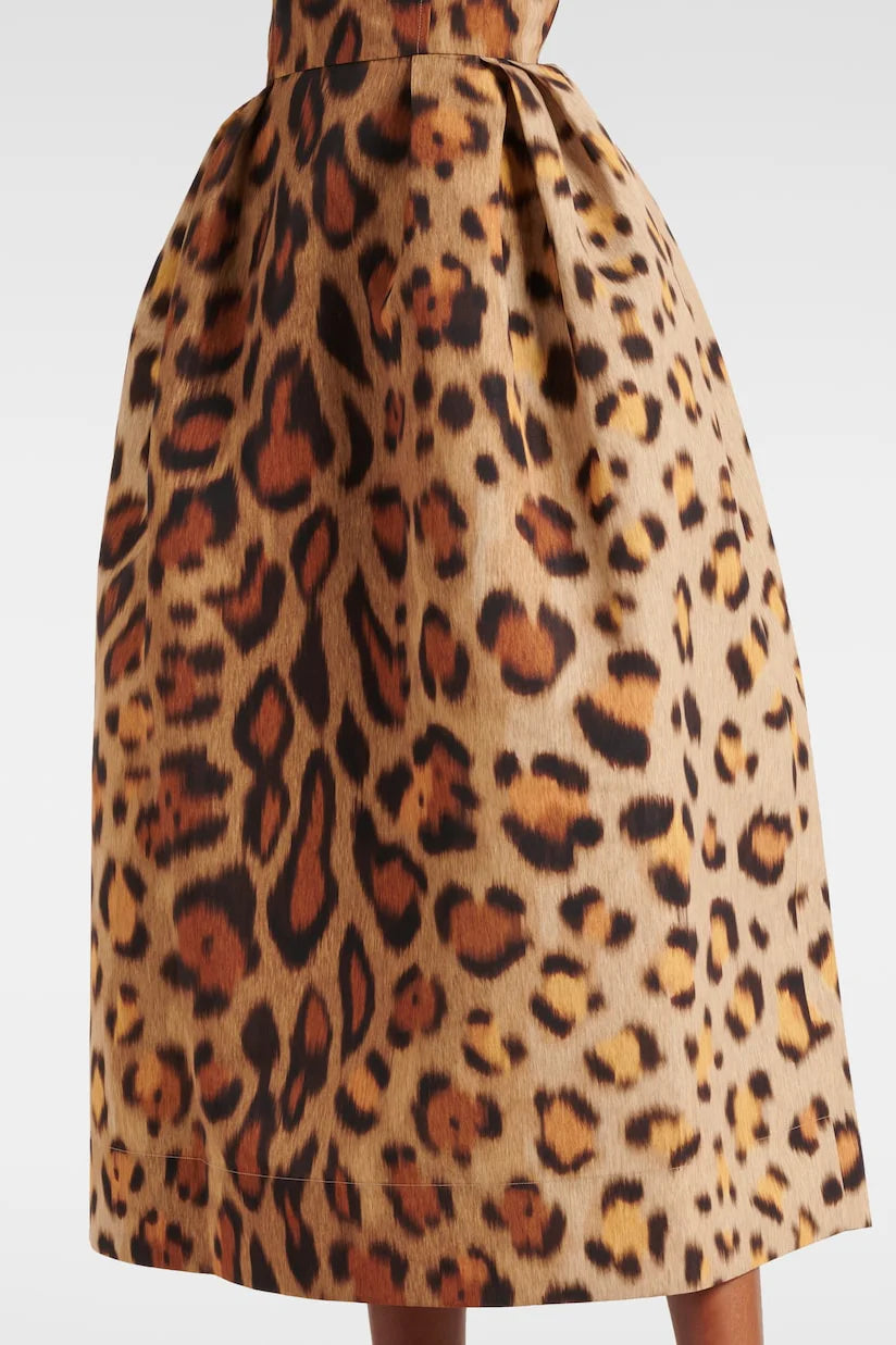 Animal-print Bustier Midi Dress