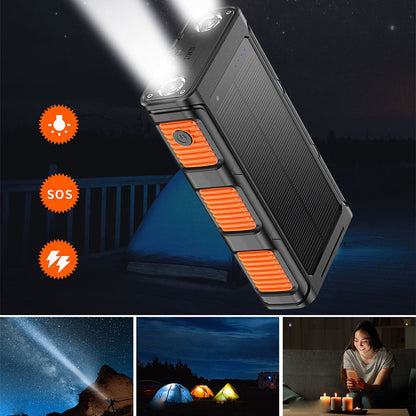 Portable Solar Power Bank with Built-In Cables