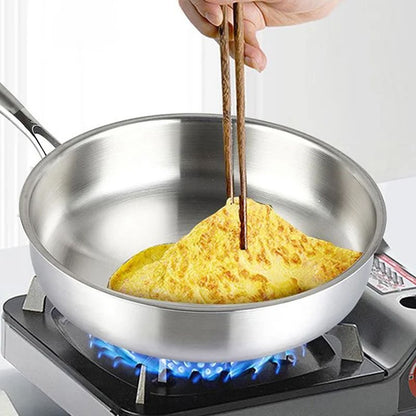 Multifunctional Non-coated Stainless Steel Frying Pan