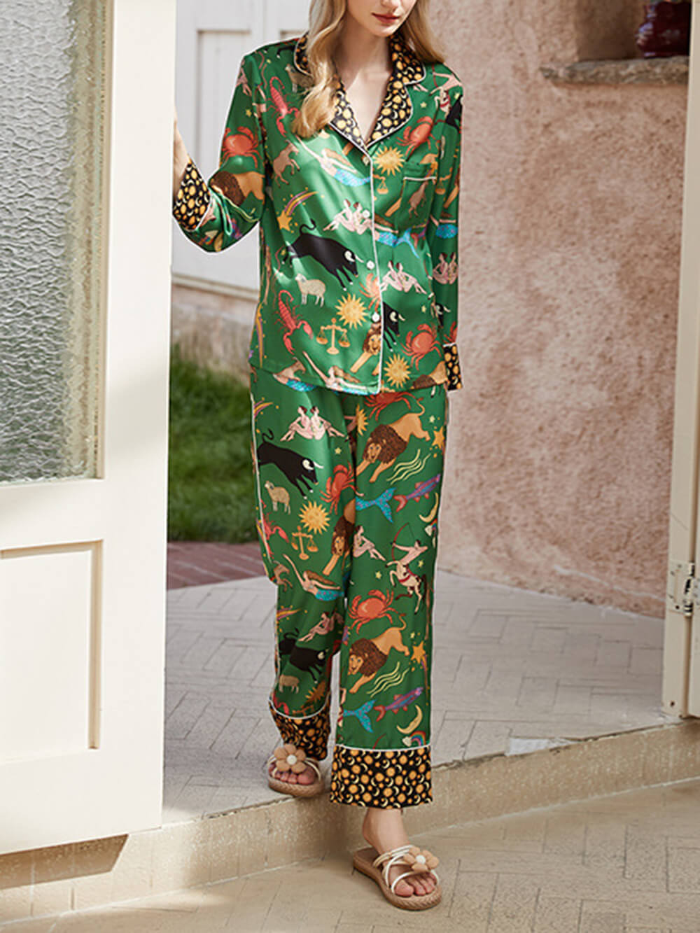 Green Constellation Print Pajama Set